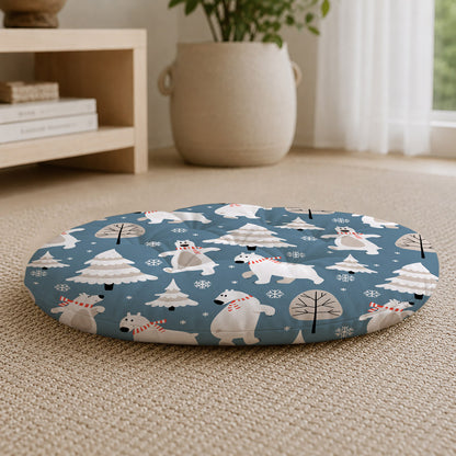 Polar Bears Printed Round Chair Cushion