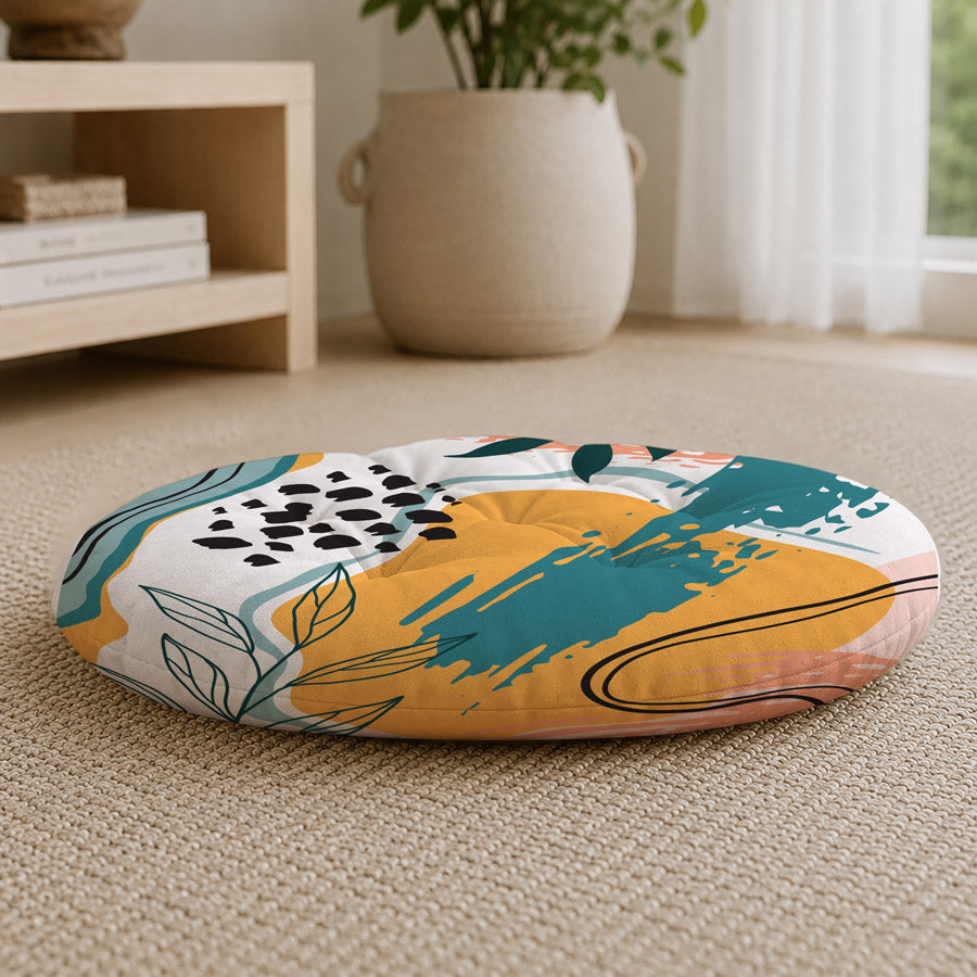 Abstract Art Printed Round Chair Cushion