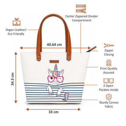 Cute Unicorn Oversized Tote Bag For Women