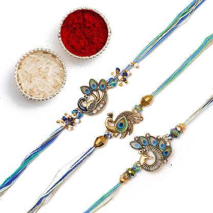 Meenakari Golden Peacock Rakhi