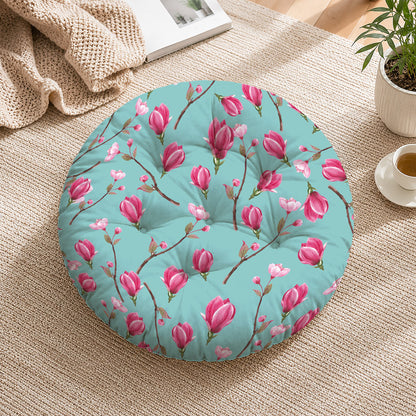 Cherry Blossom Printed Round Chair Cushion