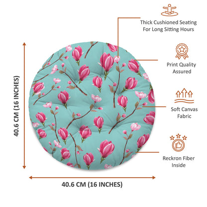 Cherry Blossom Printed Round Chair Cushion