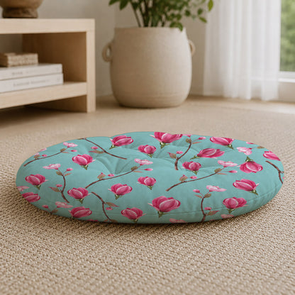 Cherry Blossom Printed Round Chair Cushion