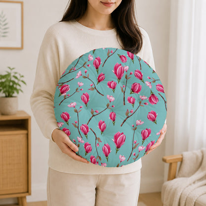 Cherry Blossom Printed Round Chair Cushion