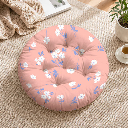 Pink Floral Printed Round Chair Cushion