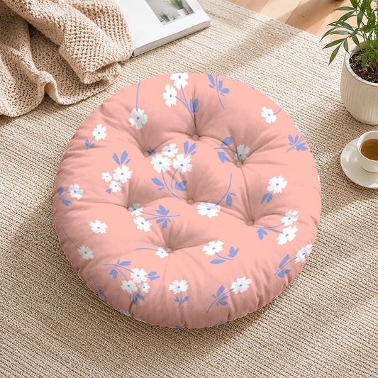 Pink Floral Printed Round Chair Cushion