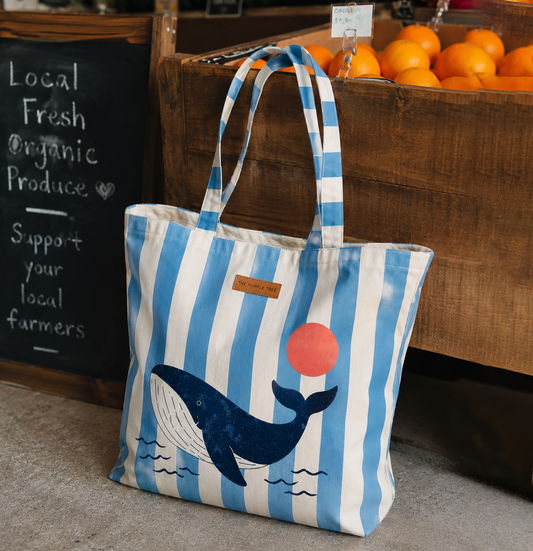 BLUE TIDE WHALE TOTE