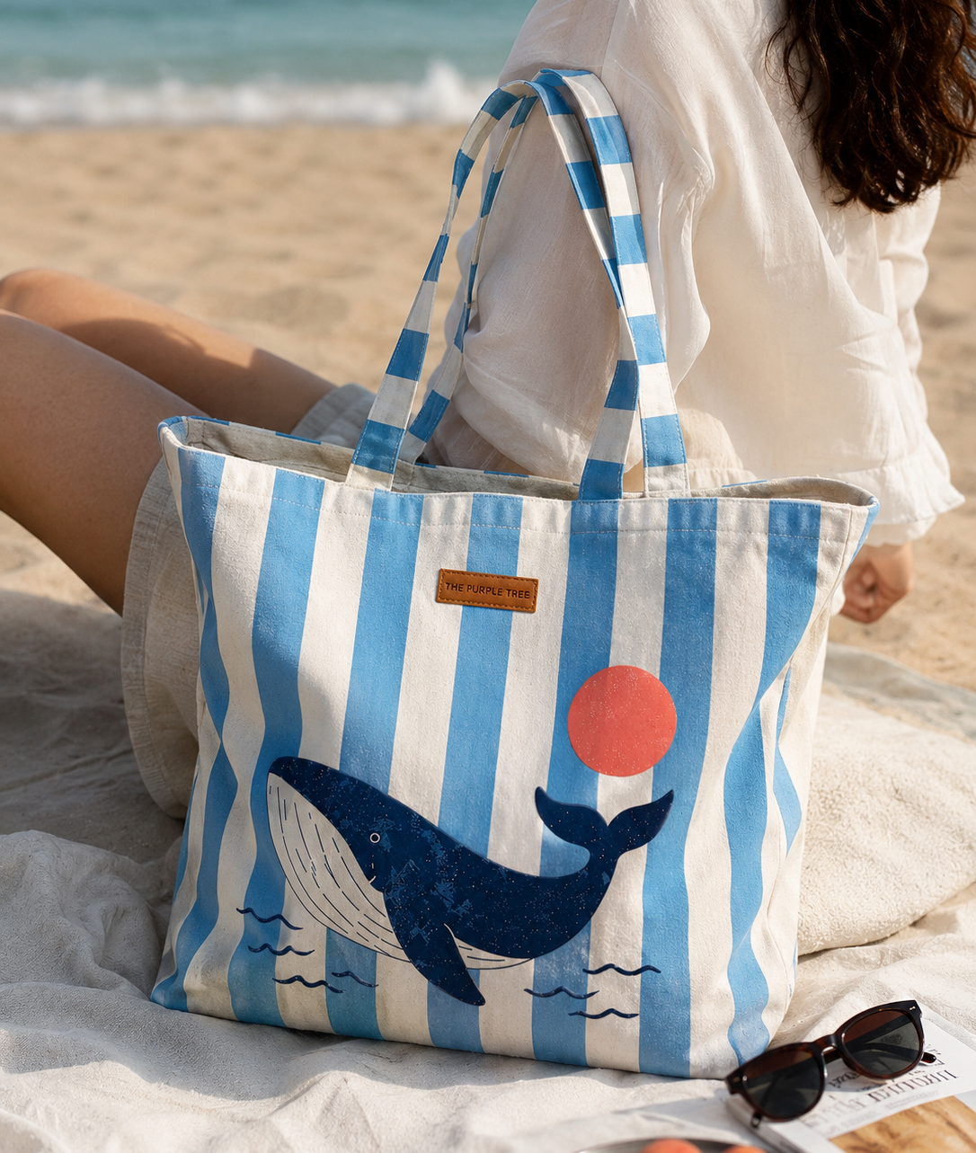BLUE TIDE WHALE TOTE
