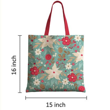 Spring Floral Cotton Canvas Tote Bags