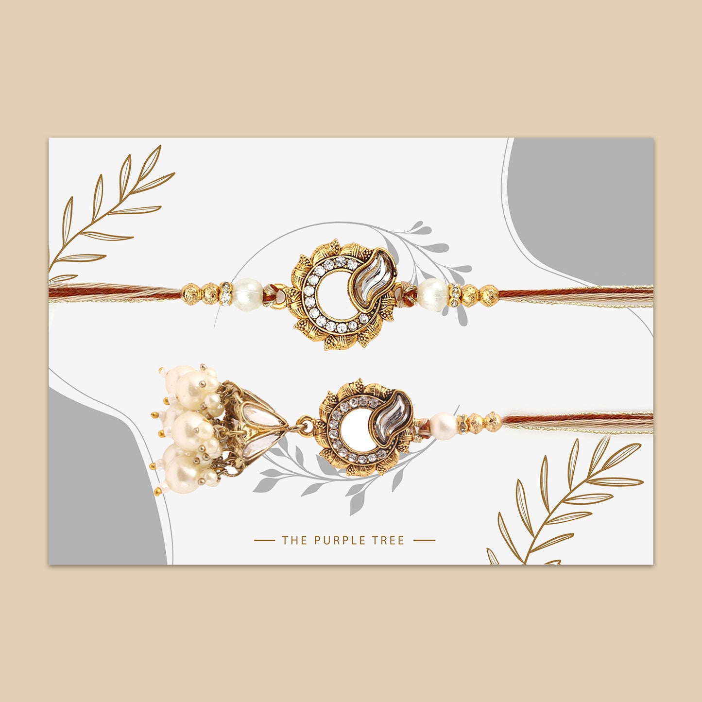 White Pearl Rakhis For Bhaiya Bhabhi