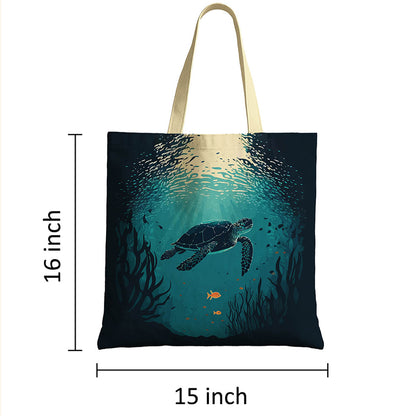 Green Turtle Ocean Theme Tote Bag