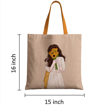 Shy Girl Canvas Tote Bag