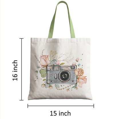 Vintage Camera Art Canvas Tote Bag