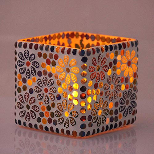 Square Mosaic Tealight Candle Holders (Pack of 2)