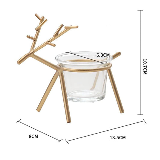Christmas Reindeer Tealight Holder - 2 pc (Gold)