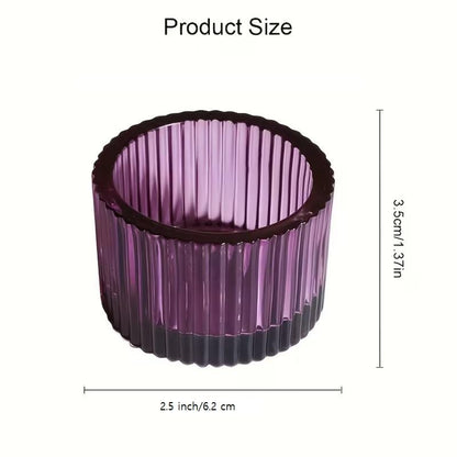Glass Votive Tealight Candle Holders for Christmas (Pack of 6, Wine) Ribbed Glass Candle Holder