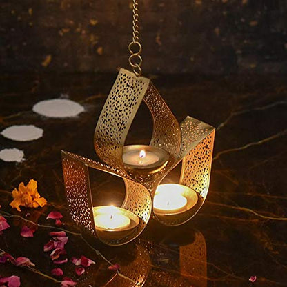 Half Lotus BrassTealight Holder