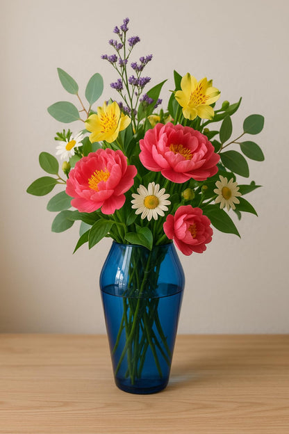 Glass Flower Vase (Pack of 1, Blue)