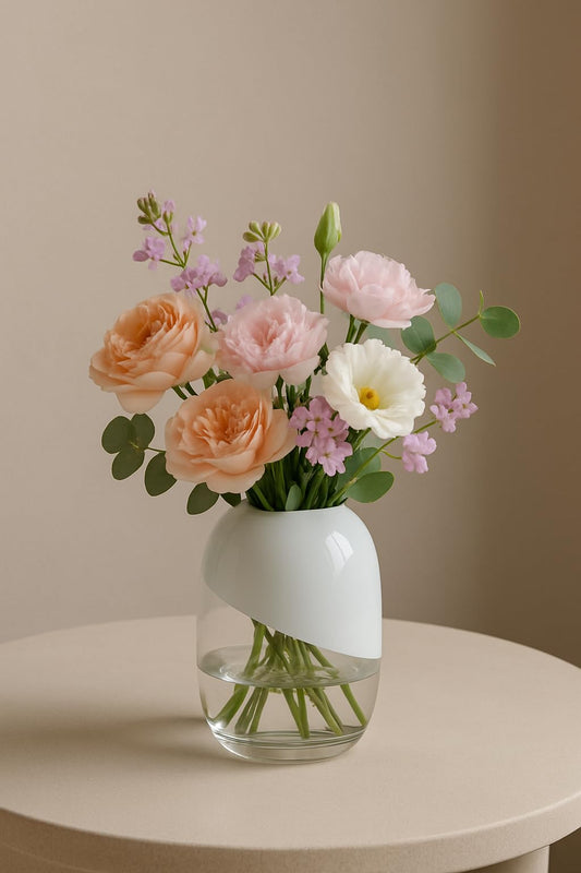 Garden Glass Vase (White,12 Inch)