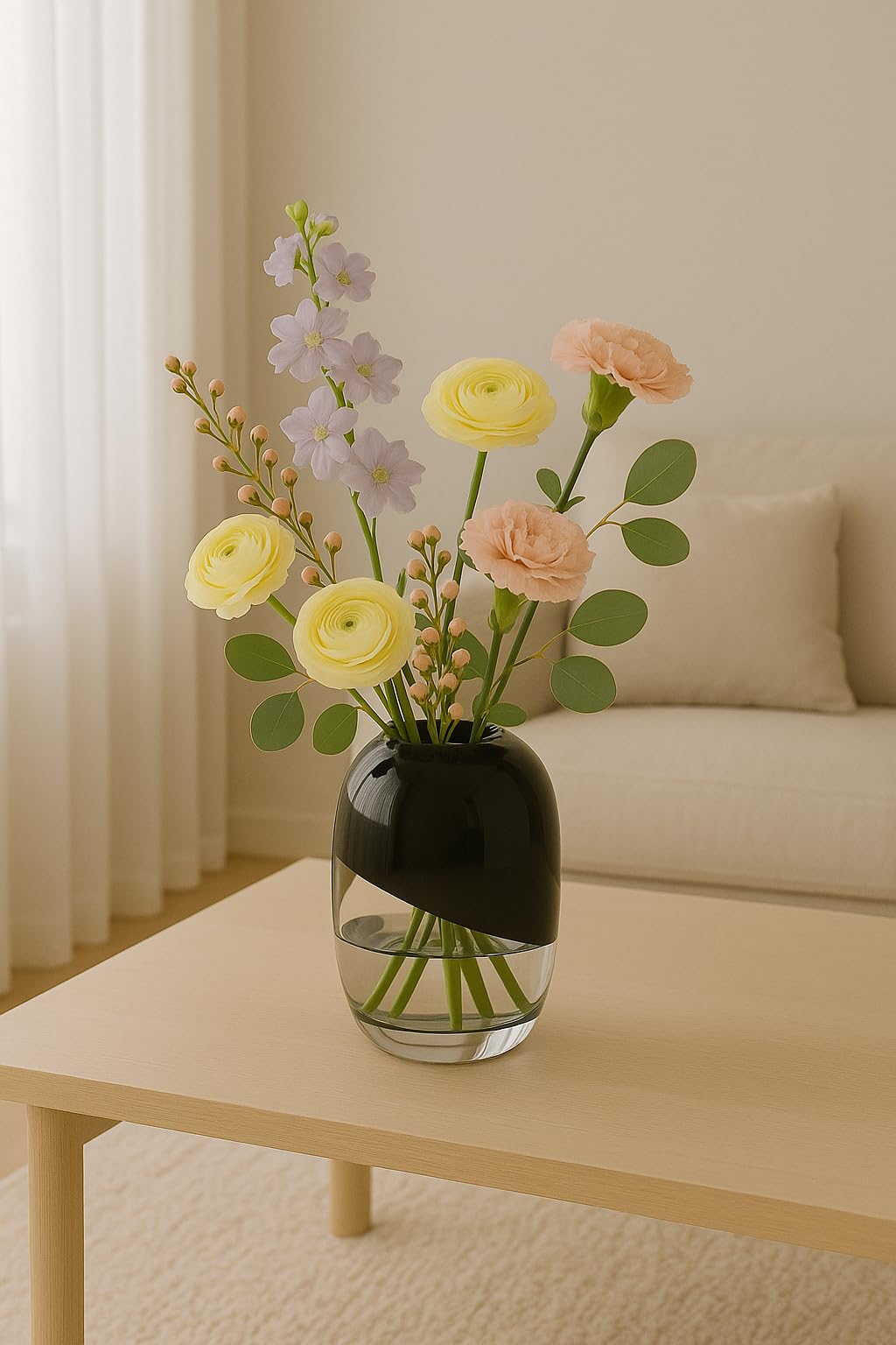 Garden Glass Vase (Black,12 Inch)