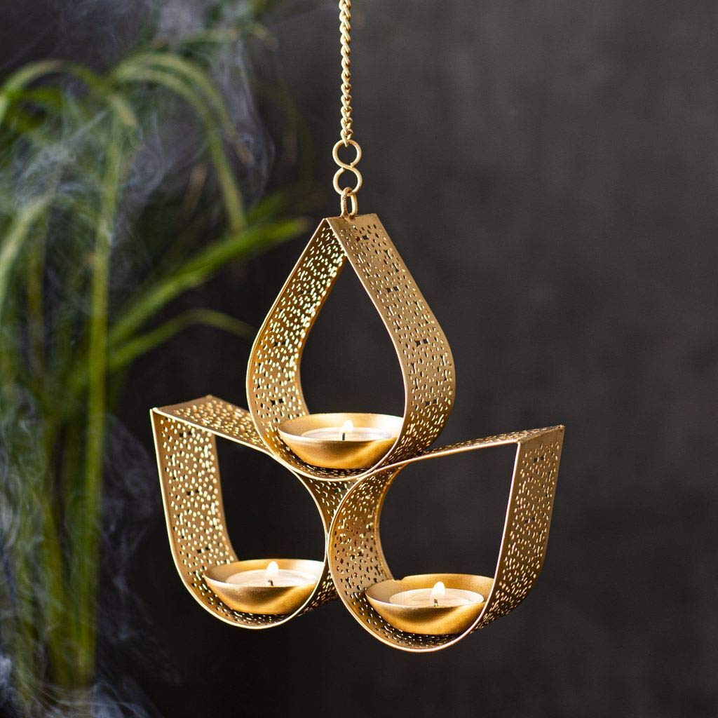 Half Lotus BrassTealight Holder