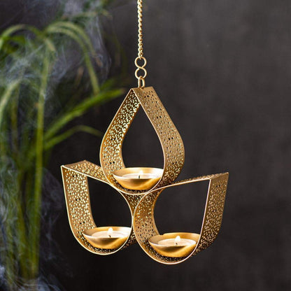 Half Lotus BrassTealight Holder