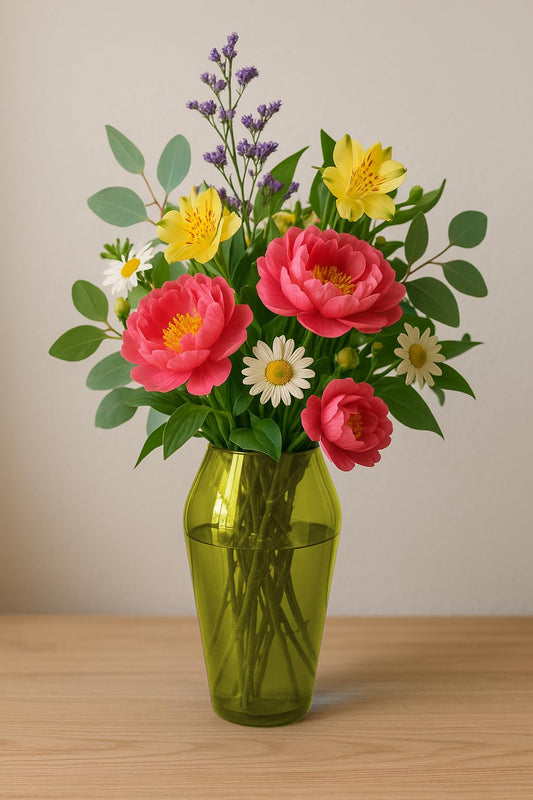 Glass Flower Vase (Pack of 1, Yellow)