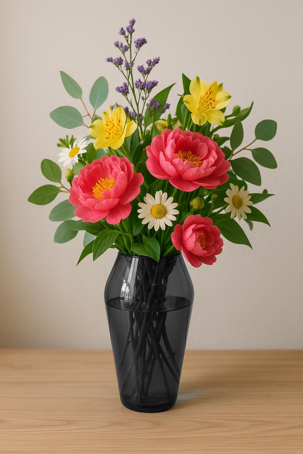 Glass Flower Vase (Pack of 1, Grey)