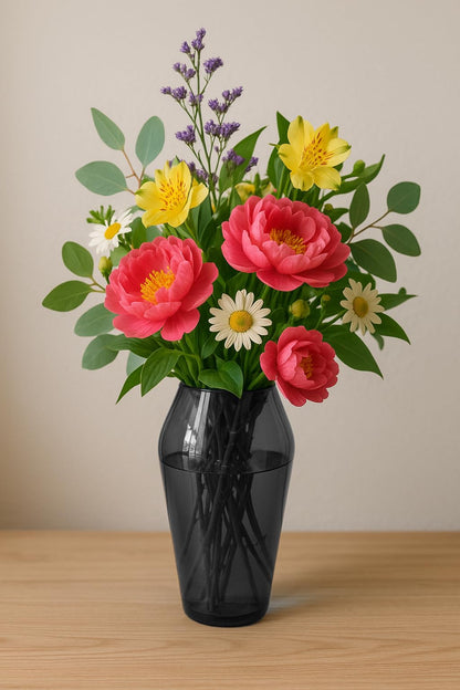 Glass Flower Vase (Pack of 1, Grey)