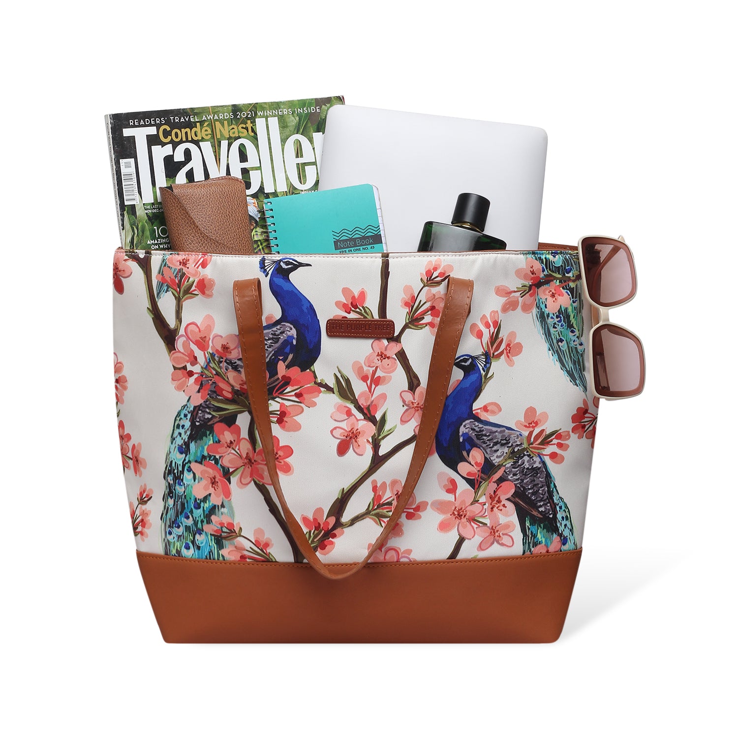 Large tote bag adorned with beautiful bird designs, ideal for adding a touch of nature to your outfit.