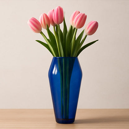 Glass Flower Vase (Pack of 1, Blue)