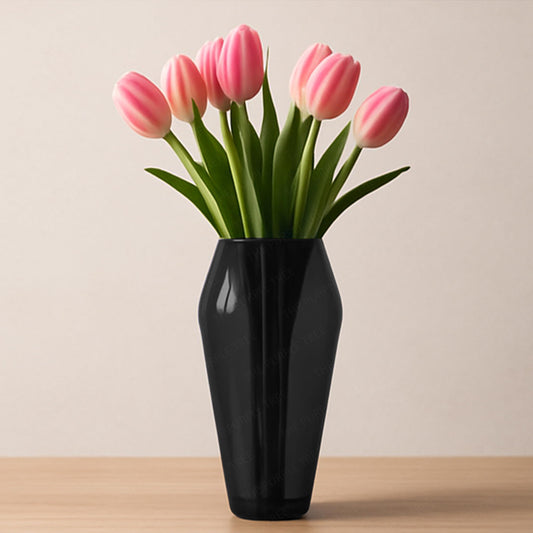 Glass Flower Vase (Pack of 1, Grey)
