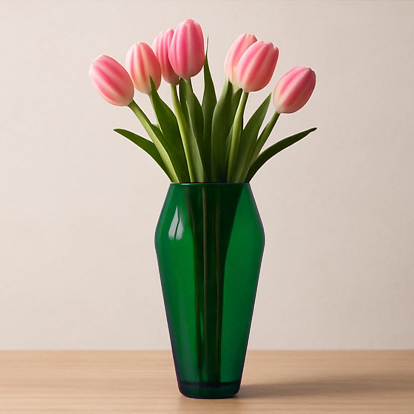 Glass Flower Vase (Pack of 1, Green)