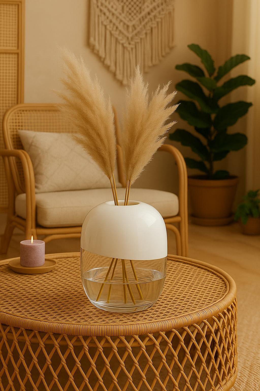 Garden Glass Vase (White,12 Inch)