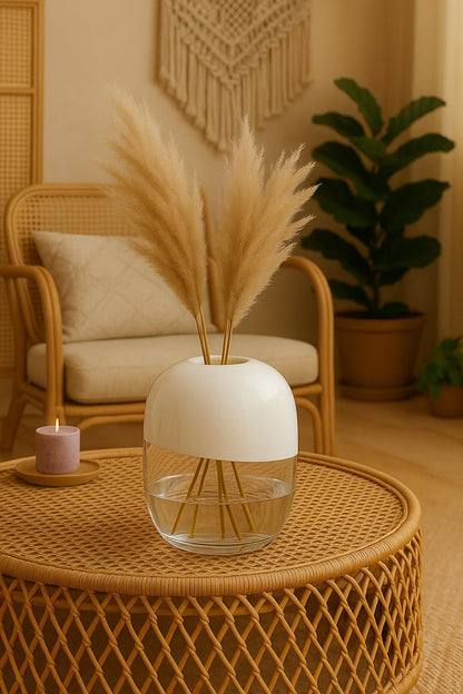 Garden Glass Vase (White,12 Inch)