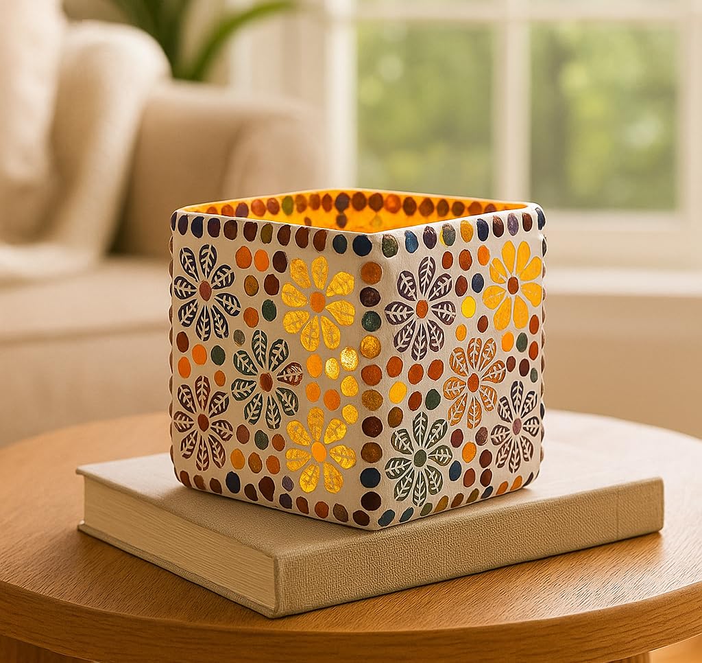 Square Mosaic Tealight Candle Holders (Pack of 2)