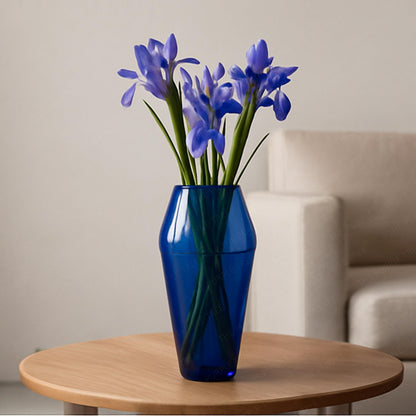 Glass Flower Vase (Pack of 1, Blue)