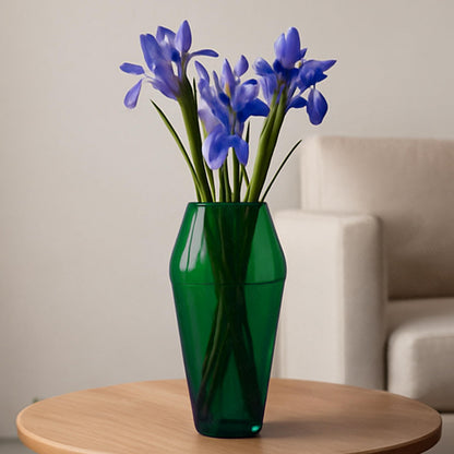 Glass Flower Vase (Pack of 1, Green)