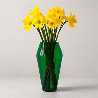 Glass Flower Vase (Pack of 1, Green)
