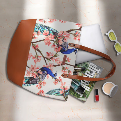  Large tote bag adorned with whimsical bird designs, ideal for adding a pop of fun to your outfit.