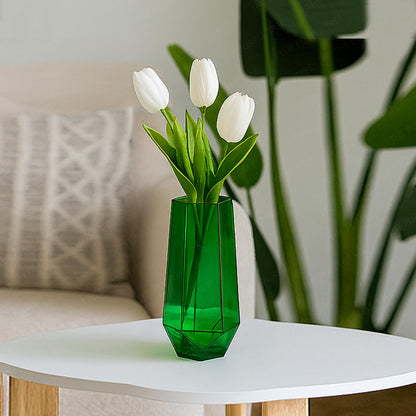 Glass Flower Vase (Pack of 1, Green)