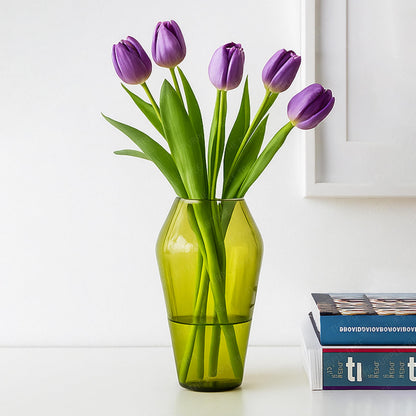Glass Flower Vase (Pack of 1, Yellow)