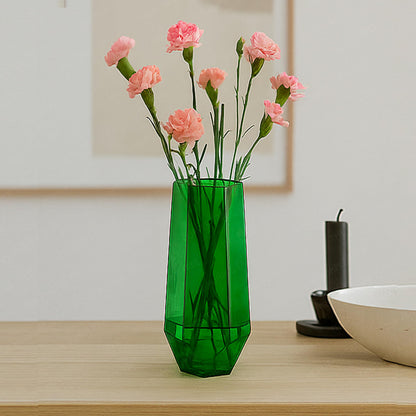 Glass Flower Vase (Pack of 1, Green)