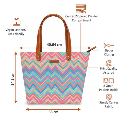 Vivid Waves Oversized Shoppers Tote Bag For Women