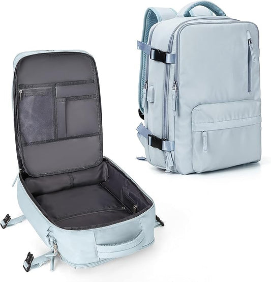 Travel Backpack with USB Charging (Blue)