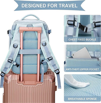 Travel Backpack with USB Charging (Blue)