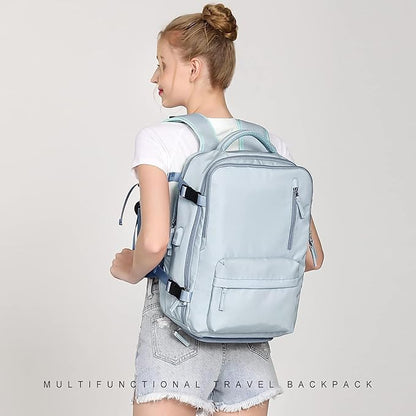 Travel Backpack with USB Charging (Blue)