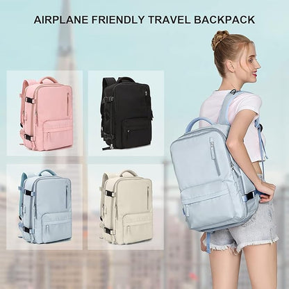 Travel Backpack with USB Charging (Blue)