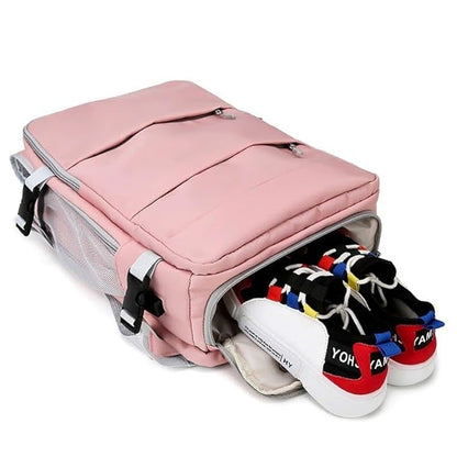 Travel Backpack with Shoe Compartment (Pink)