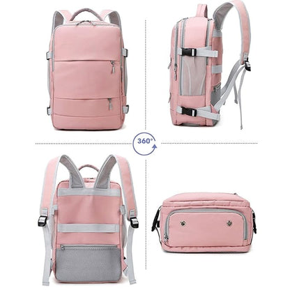 Travel Backpack with Shoe Compartment (Pink)